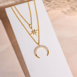 Crescent Moon Star Layered Made of Fine 925 Silver