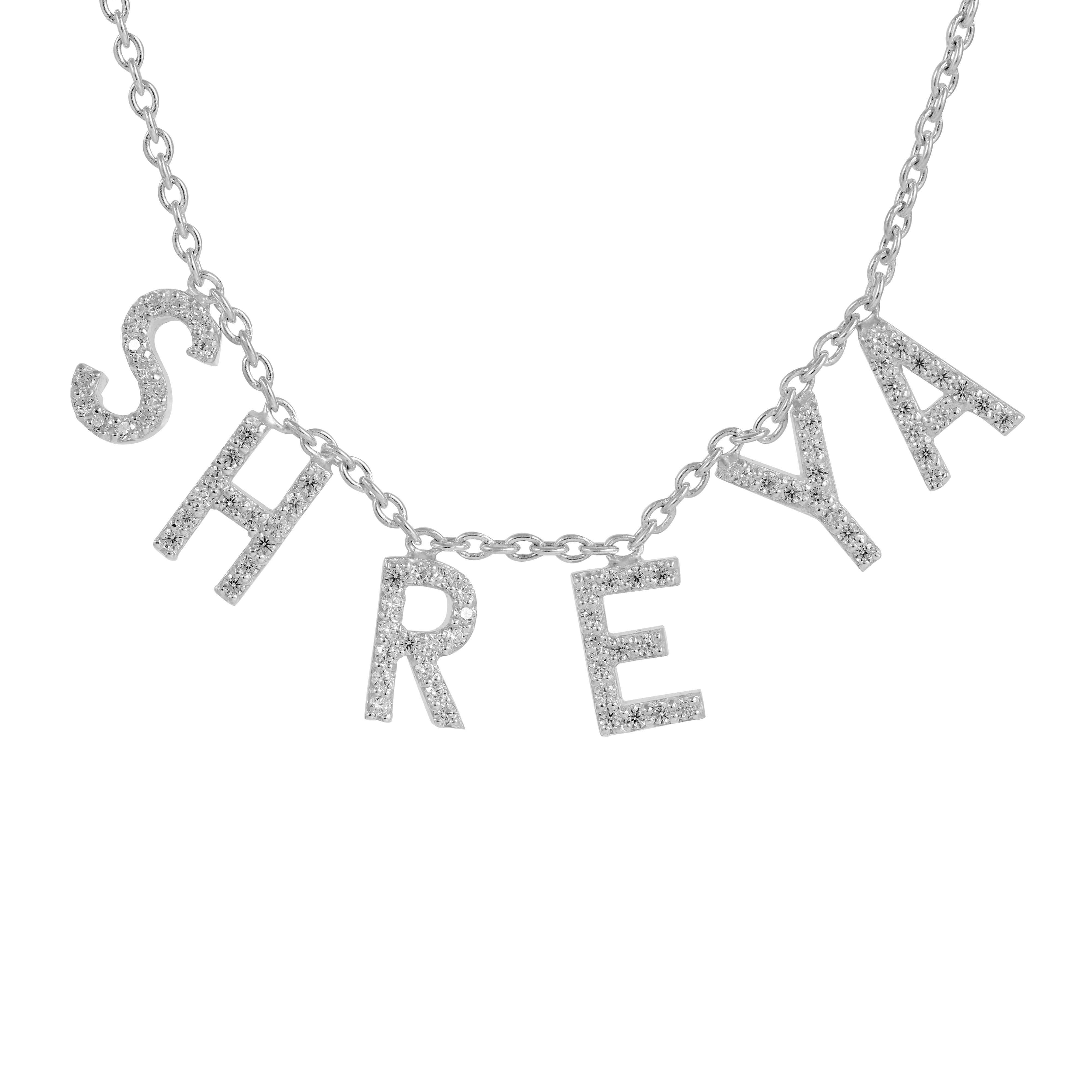 Bling Studded Name Necklace Made of Fine 925 Silver