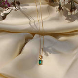 Emerald May Birthstone with Initial Pendant and Chain