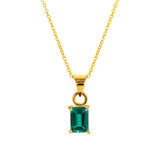 Emerald May Birthstone with Initial Pendant and Chain
