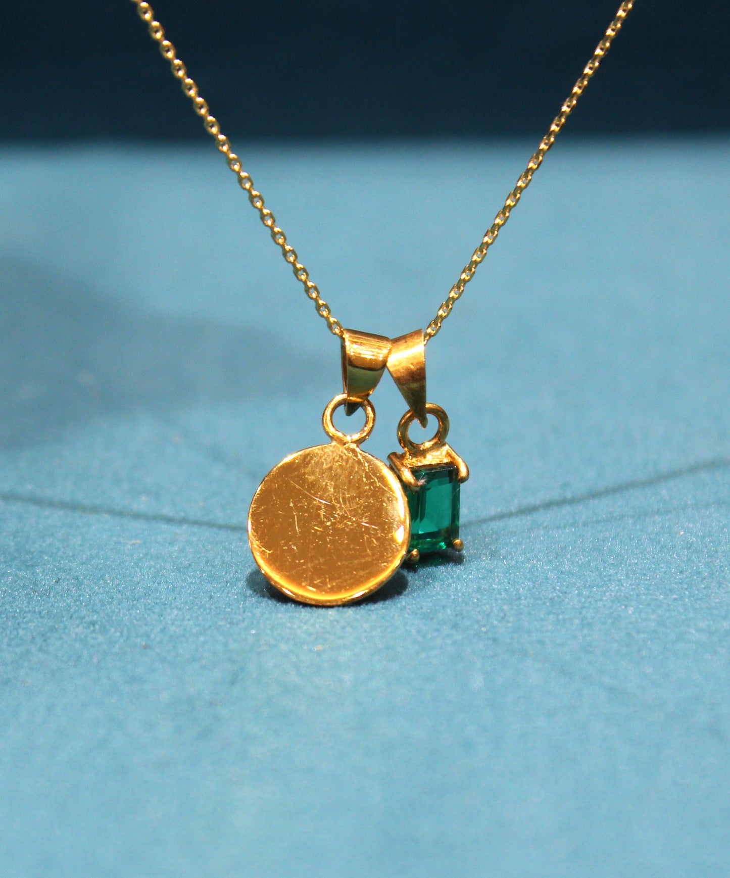 Emerald May Birthstone with Initial Pendant and Chain