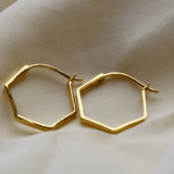 Hexagon Hoops Made of Fine 925 Silver