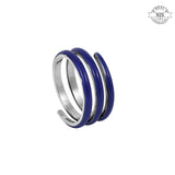 Blue Enamel Twirl Ring