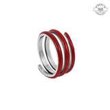 Red Enamel Twirl Ring