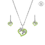 Green Enamel Heart Set