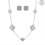 White clover Studded Set Made of Fine 925 Silver