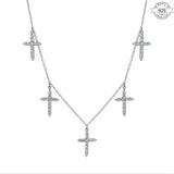 Studded Cross Charms Necklace Made of Fine 925 Silver