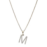 Bling Studded Initial Pendant with Chain