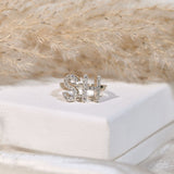 Bling Studded Intial Ring - Made of Fine 925 Silver