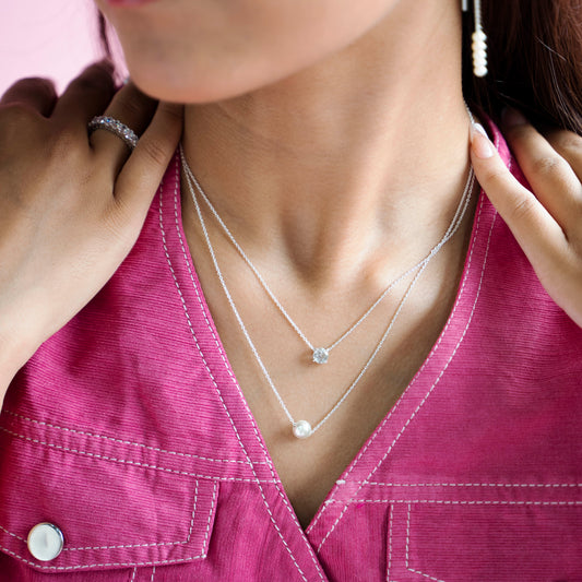 Pearl & Solitaire Layered Necklace