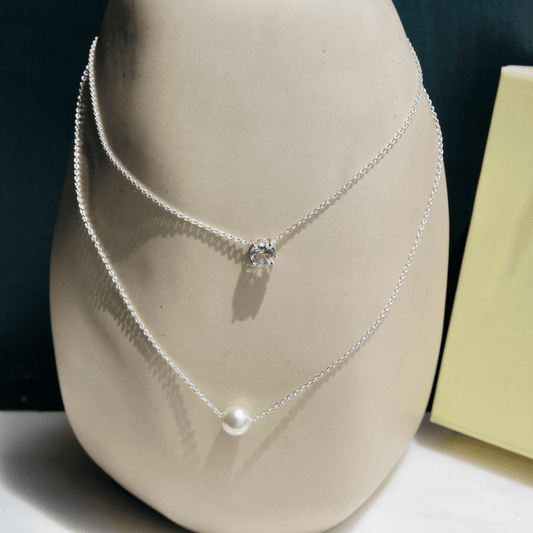 Pearl & Solitaire Layered Necklace