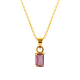Pink Tourmaline October Birthstone with Initial Pendant and Chain