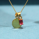 Pink Tourmaline October Birthstone with Initial Pendant and Chain