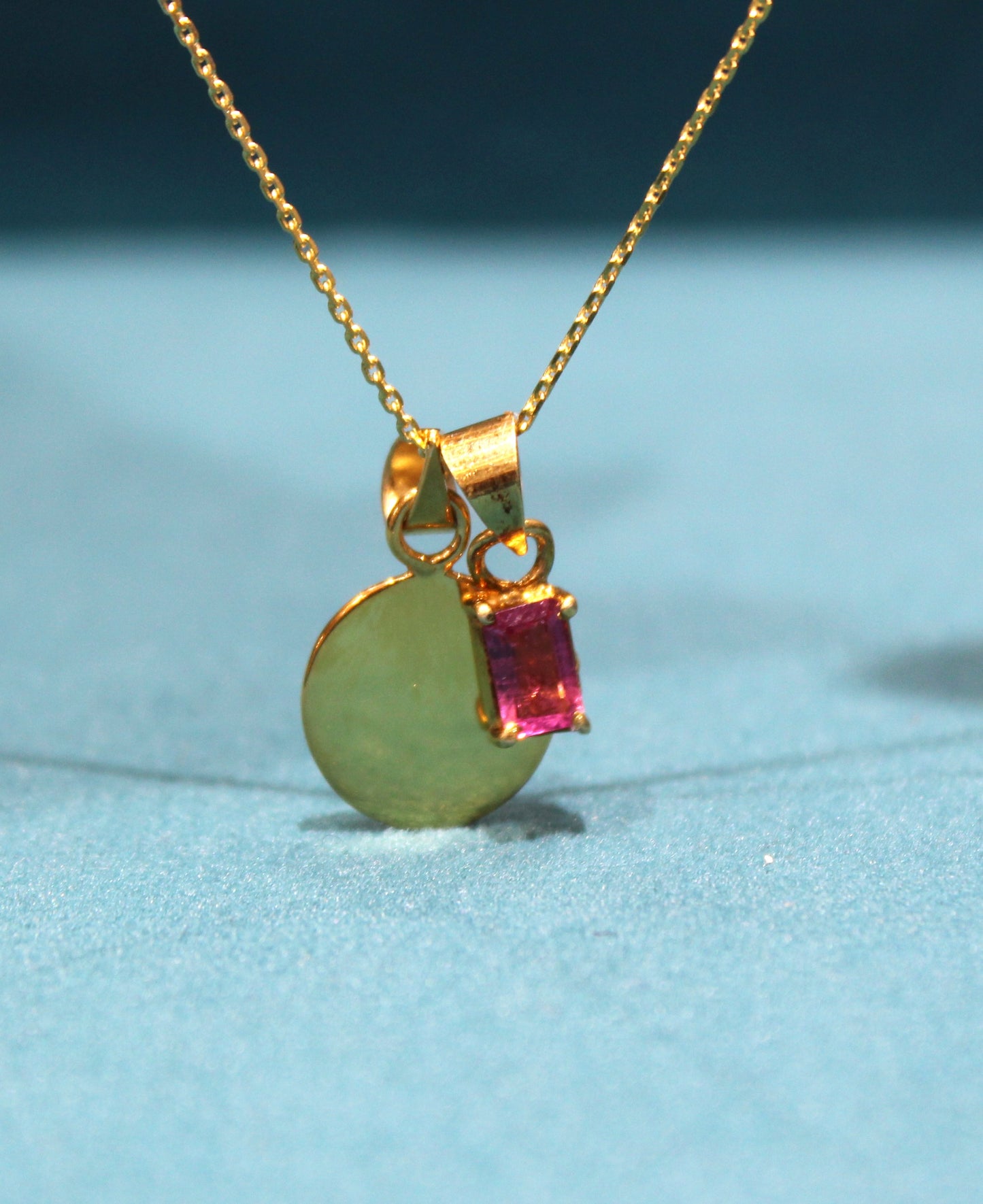 Pink Tourmaline October Birthstone with Initial Pendant and Chain