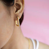 Sleek Oval Box Studded Earrings