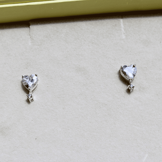 Solitaire Heart Studs