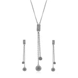 Sparkly Lariat Necklace Set Made of Fine 925 Silver