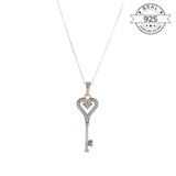 Heart & Key Pendant Made of Fine 925 Silver