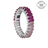 Dual Pink Baguette Ring Made of Fine 925 Silver