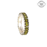 Sea Green Baguette Ring Made of Fine 925 Silver
