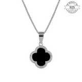 Clover Pendant (Black) Made of Fine 925 Silver