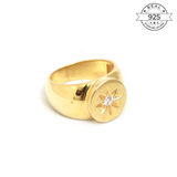 North Star Signet Ring Made of Fine 925 Silver