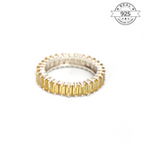 Golden Baguette Band Made of Fine 925 Silver