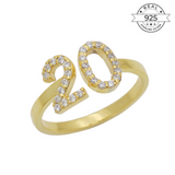 Bling Studded Number Ring - Made of Fine 925 Silver