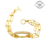 Studded Link It! Bracelet Made of Fine 925 Silver