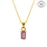 Pink Tourmaline October Birthstone with Initial Pendant and Chain Made of Fine 925 Silver