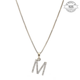 Bling Initial Pendant with Chain - Made of Fine 925 Silver