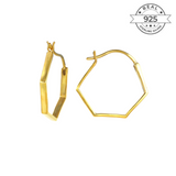 Hexagon Hoops Made of Fine 925 Silver