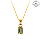 Peridot August Birthstone with Initial Pendant and Chain Made of Fine 925 Silver