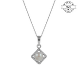 Studded Pearl Pendant Made of Fine 925 Silver