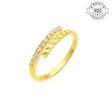 Studded Two Way Ring Made of Fine 925 Silver