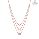 Layered Heart Necklace Made of Fine 925 Silver