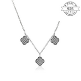 Studded Clover Charms Necklace Made of Fine 925 Silver