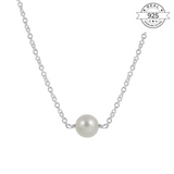Pearl June Birthstone with Initial Pendant and Chain Made of Fine 925 Silver