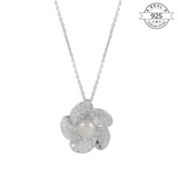 Pearl Flower Pendant Made of Fine 925 Silver
