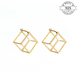 Studded Cube Hoops Made of Fine 925 Silver
