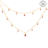 Layered Ruby Necklace Made of Fine 925 Silver