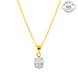 American Diamond April Birthstone with Initial Pendant and Chain Made of Fine 925 Silver