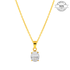 American Diamond April Birthstone with Initial Pendant and Chain Made of Fine 925 Silver