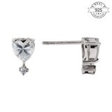 Solitaire Heart Studs Made from Fine 925 Silver