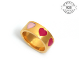 Symbolic Love Band (Red & Pink) Made of Fine 925 Silver