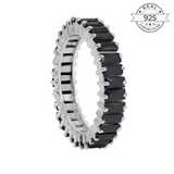 Black Baguette Band Made of Fine 925 Silver
