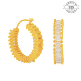White Baguette Hoops Made of Fine 925 Silver