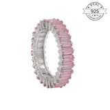 Blush Pink Baguette Ring Made of Fine 925 Silver