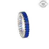 Blue Baguette Band Made of Fine 925 Silver