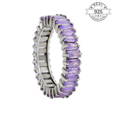 Purple Baguette Ring Made of Fine 925 Silver